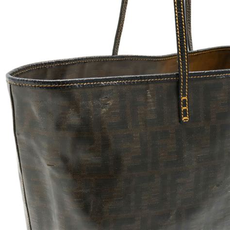 fendi zucca pattern tote bag canvas leather yoox